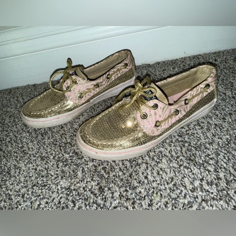 Sperry top sider girls pink and gold glitter sneaker - Picture 6 of 6